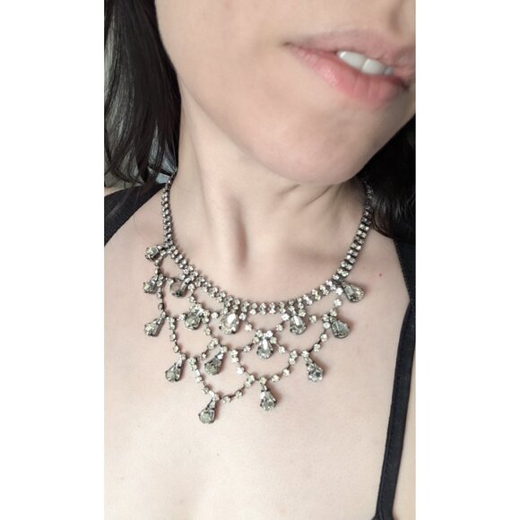 Xevana Czech Glass Rhinestone Drop Choker Necklace - EGL, Gothic Glamour - Picture 5 of 6